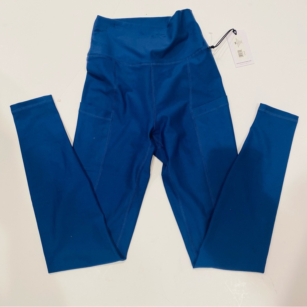 WE WORE WHAT High Rise Pocket Legging-27 Solid 462 Navy WWAB52-1 Size XS